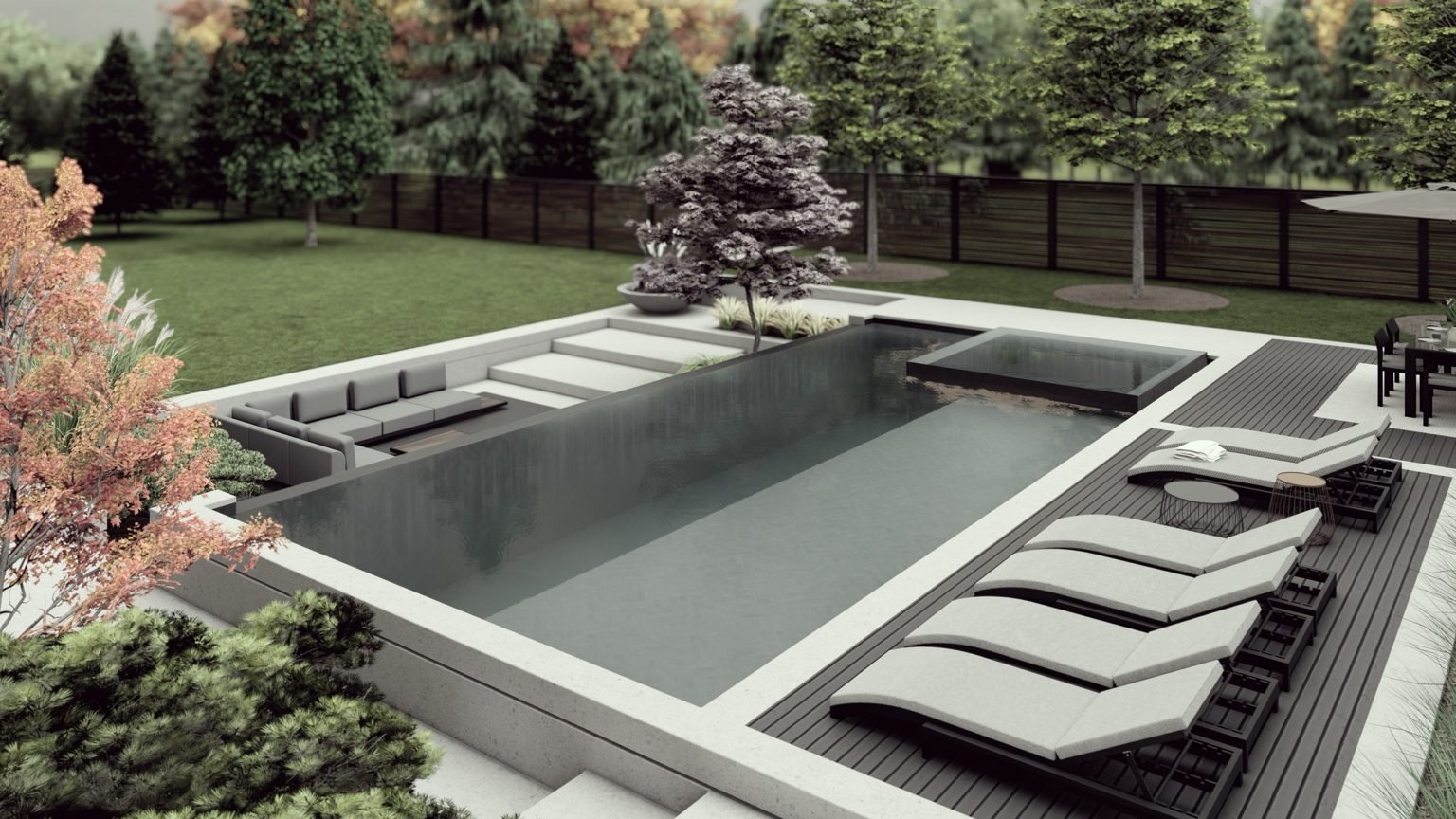 Sketch-style perspective view of an Ancaster pool permit layout