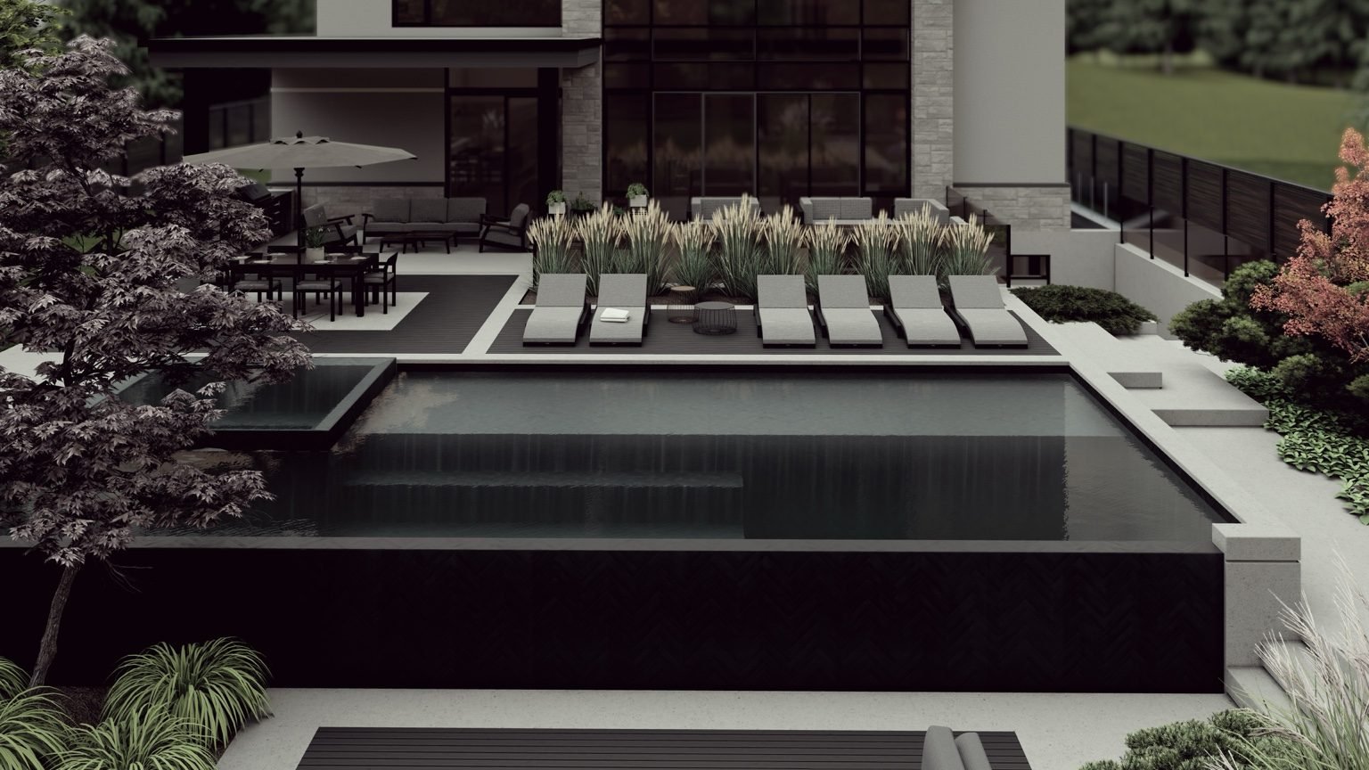 Contemporary Ancaster pool design with clean lines